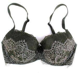 Victoria’s Secret Dream Angels Lined Demi Push-Up Bra – Green Lace 💚✨